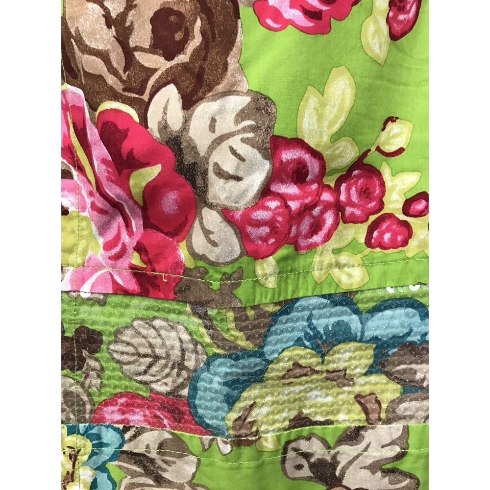 Etcetera Skirt Womens 6 Floral Lined Pockets Clear Sequin Green Pink Blue - Picture 4 of 6